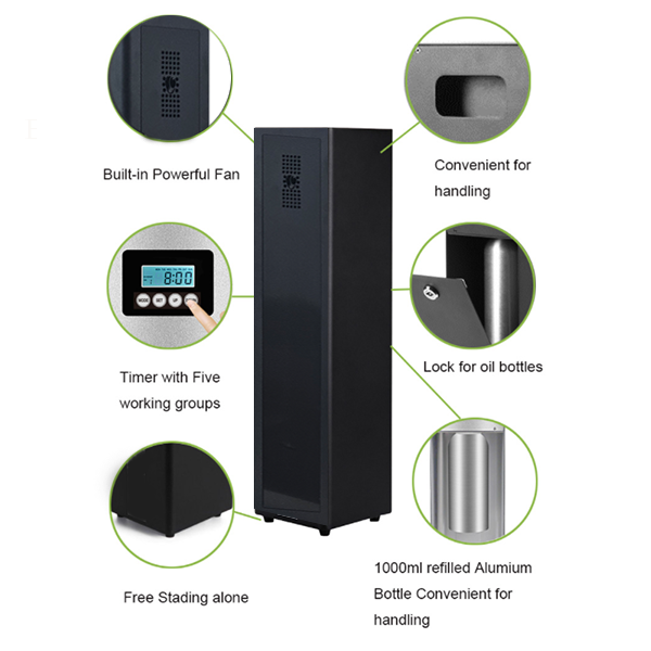 Electric Metal 1000ml Capacity Waterless Scent Air Machine with App Control for Home and Hotels