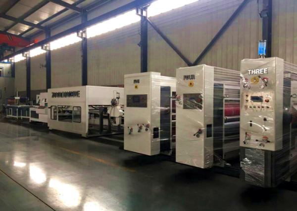 Model 900 * 2200 mm Corrugated Cardboard Automatic Flexo Printng Slotting Die Cutting Folding Gluing Bundling Machine