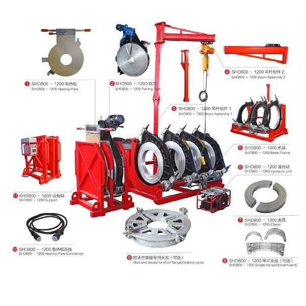 SHD800 800mm HDPE Butt Fusion Welding Machine 450-800mm 18.2KW PE PP PVDF Pipe