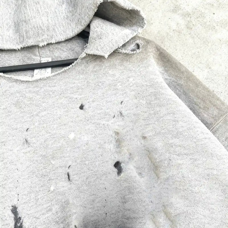 French Terry Fabric Vintage Graphic Hoodies Blank Oversized Boxy Fit Sun Faded