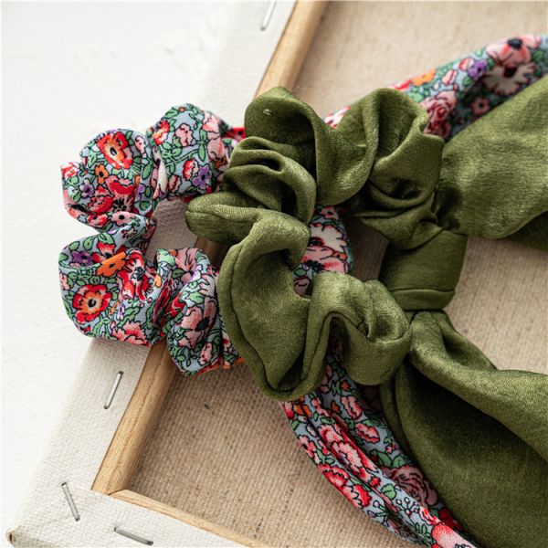 Long ribbon elastic hair bands collar headdress women's hair corset floral scrunchie European USA simple batch
