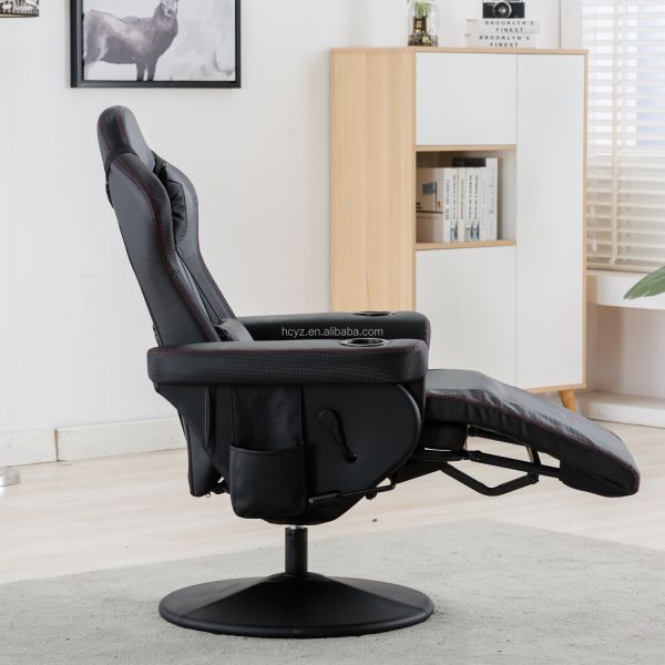 White Racing Style Gaming Chair Executive Office Swivel Seat with Cup Holder and Footrest