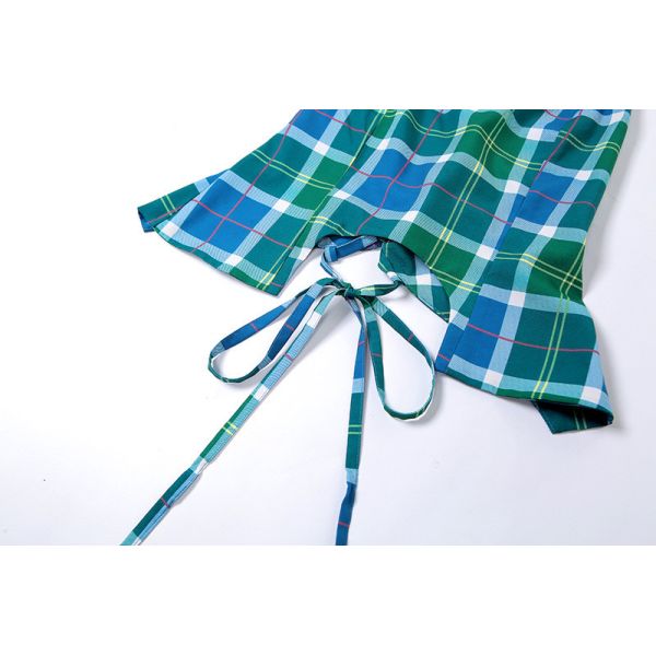 Lattice Vest Ladies Camisole Tank Tops , Open Back Strappy Blue Plaid Tank Top