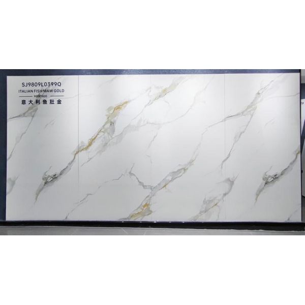 Carreaux de porcelaine vitrée poli Carrara Blanc 900x1800mm