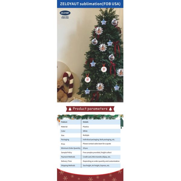 ZELOYAUT  Sublimation Christmas Various Shape Ball Blanks Sublimation Blanks Christmas Ornaments for Christmas Tree Decor