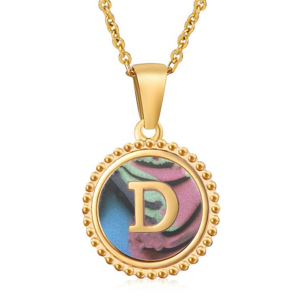 Unique Jewelry 16MM 18K Gold Plated Stainless Steel 3D Shell Letter Necklace Women'S Letter Pendants