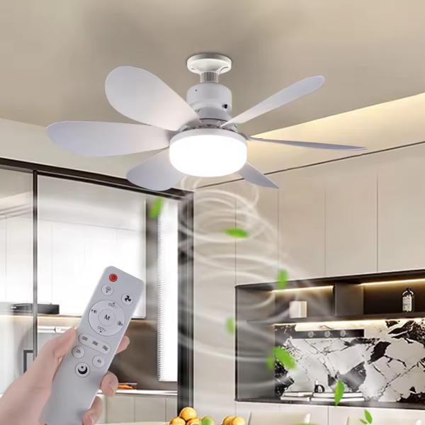 Éclairage de ventilateur de plafond LED E27 télécommande 3 couleurs changeantes décoration intérieure de la maison Chambre à coucher