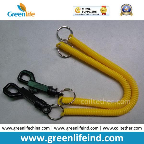 Popular Economical Black Snap Key Coil Tether W/2PCS Split Rings