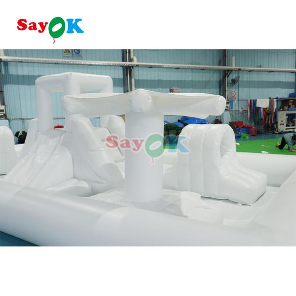 Customized Fashionable Mini White Splash Pad Water Park Inflatable Obstacle Course Playground Castle Slide Combo