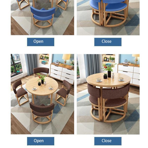 Nordic Style Round Dining Table Set Modern Solid Wood Dining Table and Chair Set for Home and Apartment