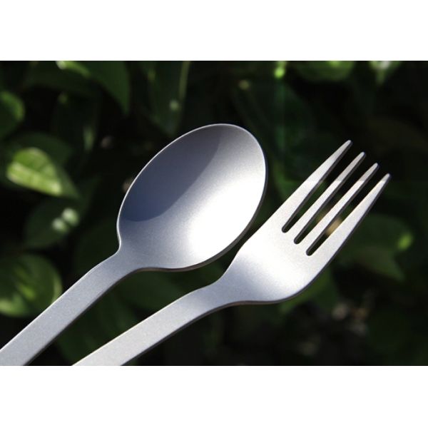 Ultralight Titanium Camping Parts Two Piece Titanium Fork And Spoon 1.6mm Thickness