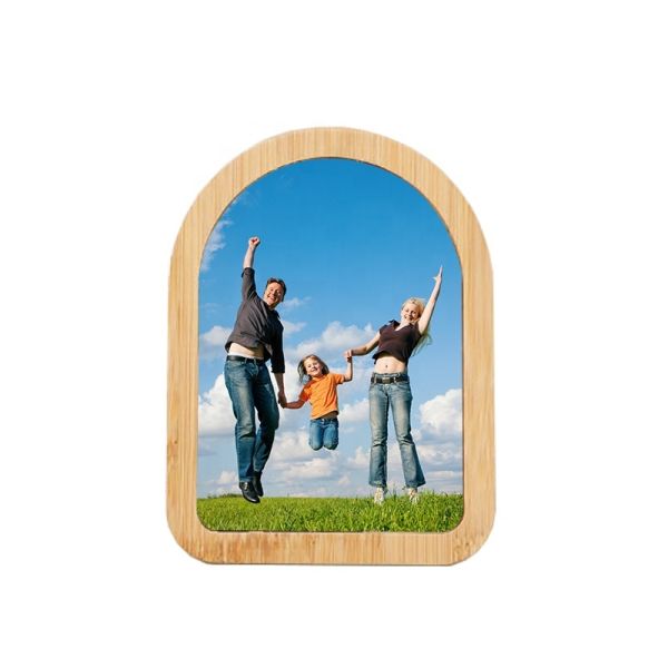 Sublimation Bamboo Picture Frames Home DIY Design Aluminium Disc Photo Slate Custom Bamboo Frame