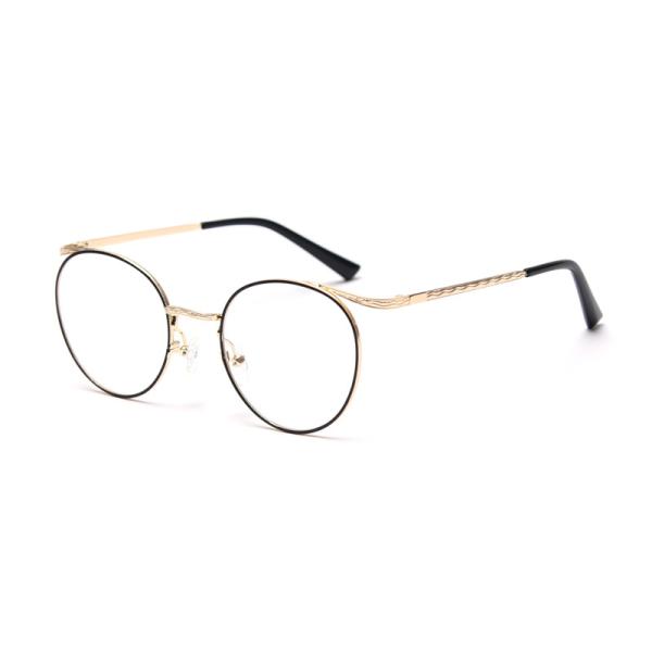 Vintage Anti Blue Light Metal Optical Round Frame Plain Lens Men Women Fashionable Computer Glasses