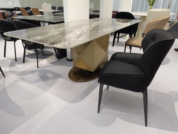 Foshan Supplier High Quality Gold Stainless Steel Dining Table Living Room Dining Table Ceramic With Marble Stone Top