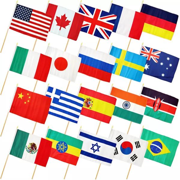100% Polyester Brazil Custom Flag 14x21cm Brazil Hand Held Flags
