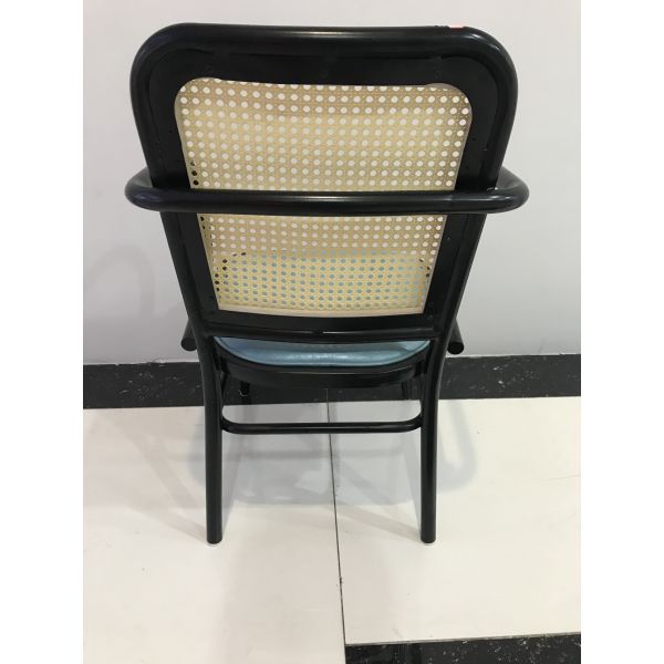 Iron Pipe Frame 85cm 44cm Rattan Upholstered Cafe Chairs