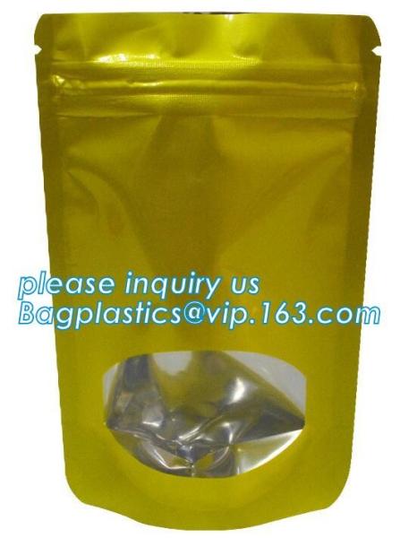 Aluminum Foil Flexible Metallized Flat Pouch Packaging Bags, Doypack chips, Resealable Mylar Stand Up Pouch