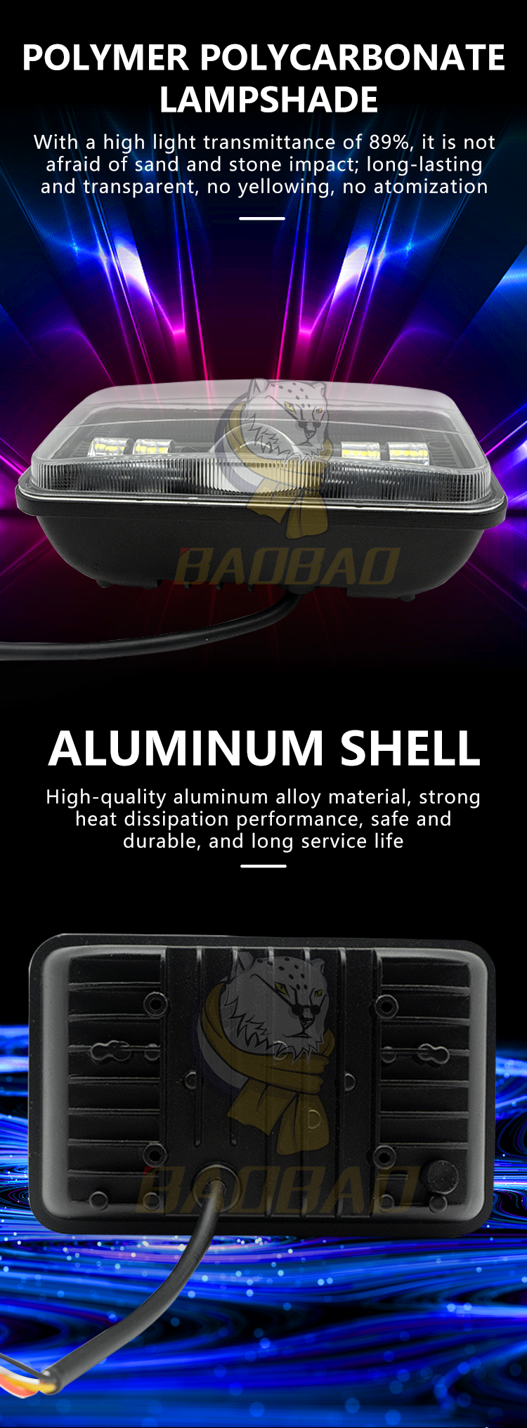 5 Inch Plastic Red Blue Flash 12V Universal Motorcycle Headlight