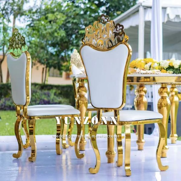 New Design High Back Stainless Steel King Throne Chair Luxury Event Wedding Chair Hotel Dining Living Room