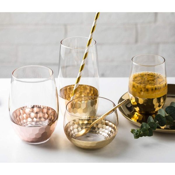 7.75 Inches Biodegradable Gold Striped Star Wave Heart Paper Straws