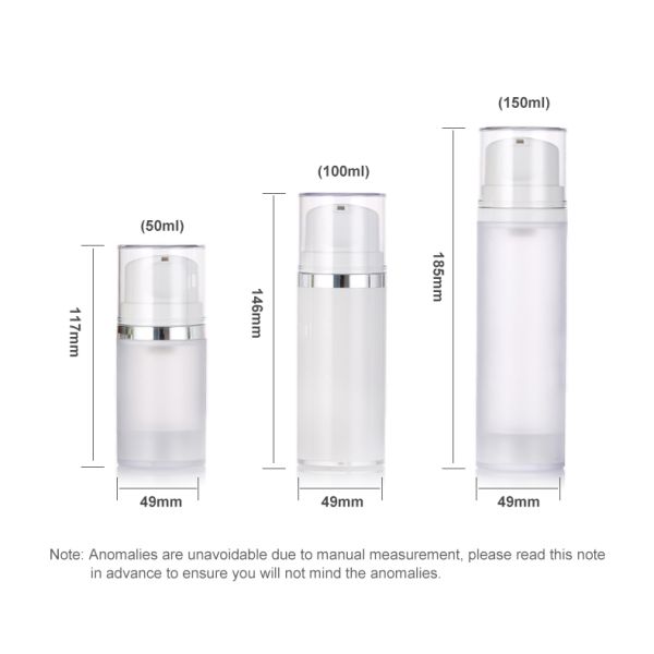 Stock White Cream Plastic Airless Pump Bottle for Lotion Facial Cleanser & Skin Care Serum 50ml/100ml/150ml Screen Printed