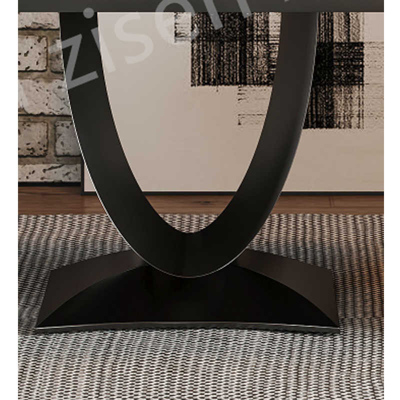 Table à café en acier inoxydable courbé en marbre en céramique symbolique