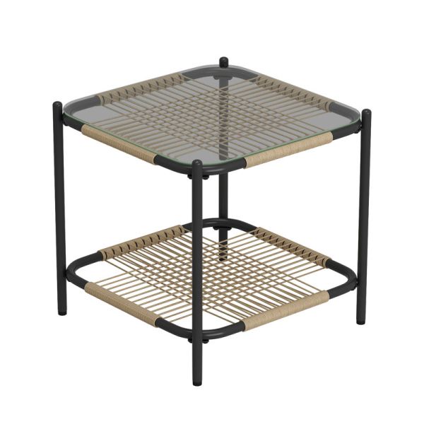 AJUNION Metal Patio Furniture Set Rattan Woven Outdoor Furniture with Coffee Table