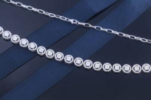 S925 Sterling Silver CZ Tennis Necklace For Engagement Gift