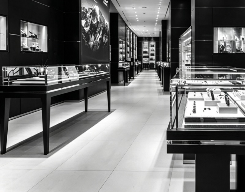 Custom Luxury Jewelry Display Cabinet with Built-in LED Lighting and Premium