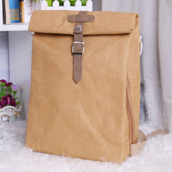 Nature color washable waterproof untearable paper foldable light outdoor backpack
