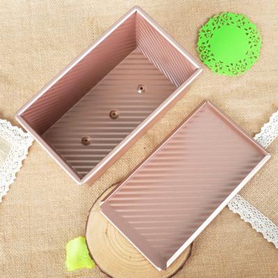Large Capacity Gold Carbon Steel Corrugated Bread Toast Box Mold With Cover