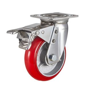 OEM Service Customized Stainless Steel Casters 4/5/6/8 Inch Aluminum core cast PU Castor Wheel