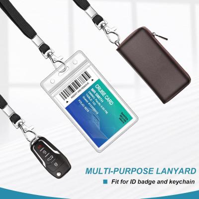 Pack Clear ID Badge Holder With Lanyard Black Lanyards With Vertical Waterproof ID Badge Holder For Office, School, Travel