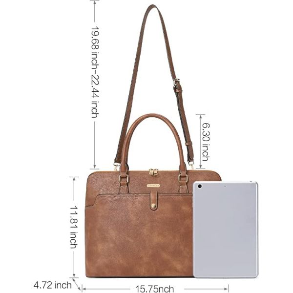 Laptop Slim Cluci Leather Briefcase Oil Wax Leather Bag 15.6 Inch