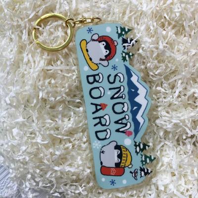 CMYK Color Resin Glitter Keychain CNC Cutting 3.5cm*5cm Size