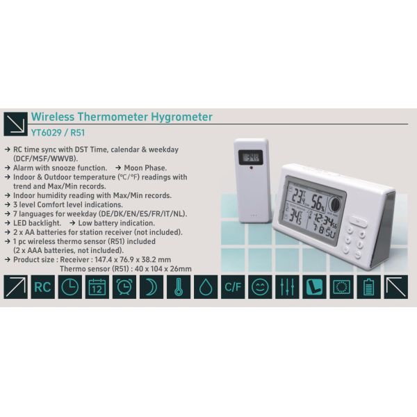 Factory Wholesale Temperature Recorder digital thermometer household thermometers Wireless Thermometer Hygrometer