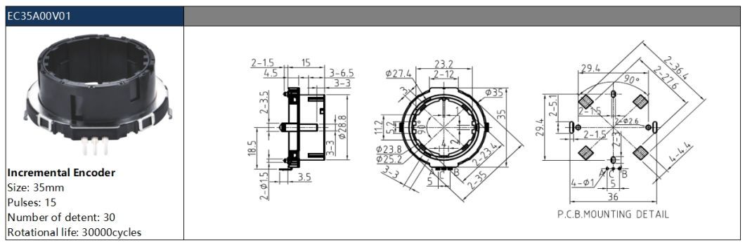 EC35A00V01 35 мм через кодирующее кольцо для стиральной машины