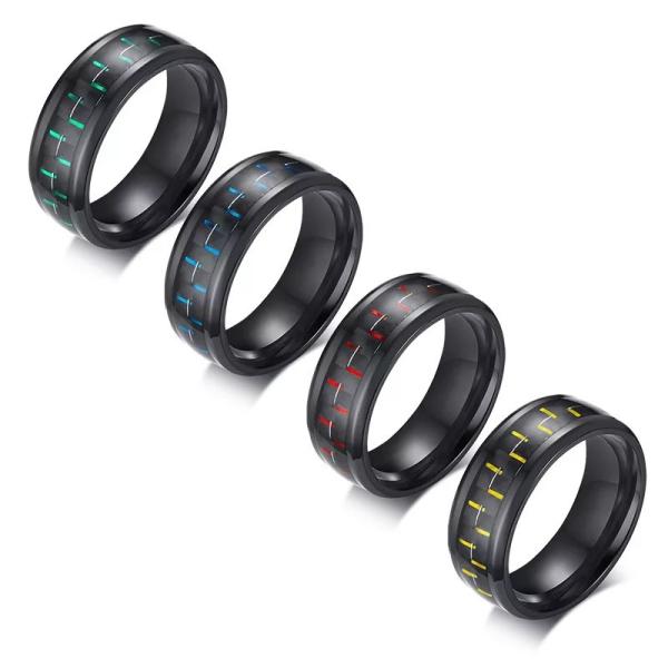 Special Luxury His And Hers Carbon Fiber Rings Carbon Fiber Stainless Steel Material