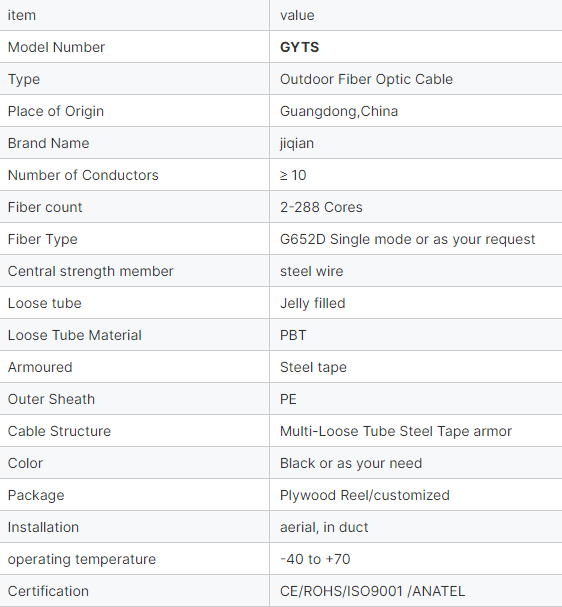 6 8 12 24 48 Серебряная стальная лента PSP бронированный GYTS GYTS53 Внешний волоконно-оптический кабель