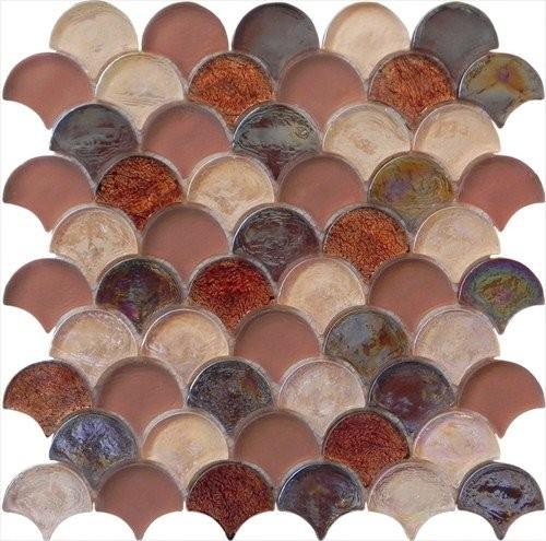 Brown red luxury style water waving glass mosaic