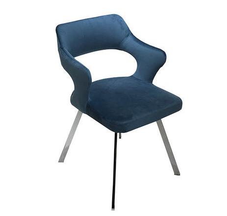 Velvet Seater Chrome Metal Leg Contemporary Velvet Chair
