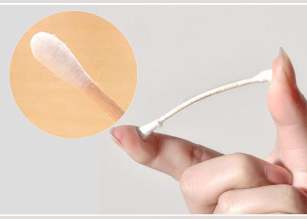 Sanitary Double Head Medical Cotton Swab Stick With Wood Color
