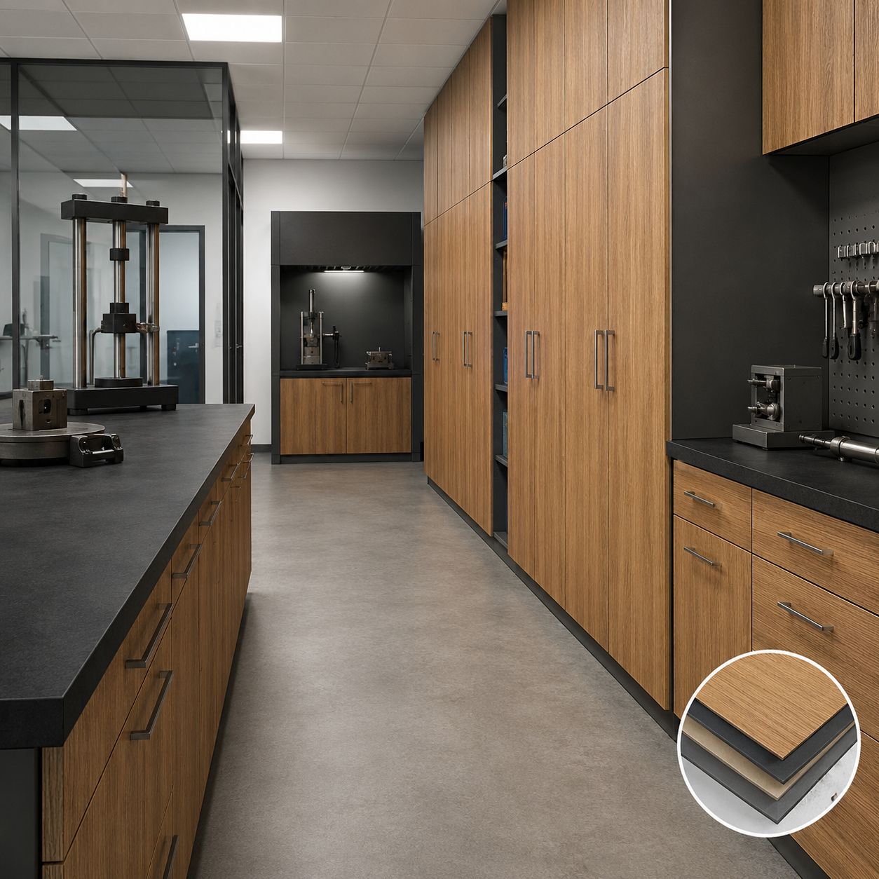 Durable Phenolic Lab Countertop Cabinet, Moisture Proof HPL Laboratory Furniture for School & Hospital Labs