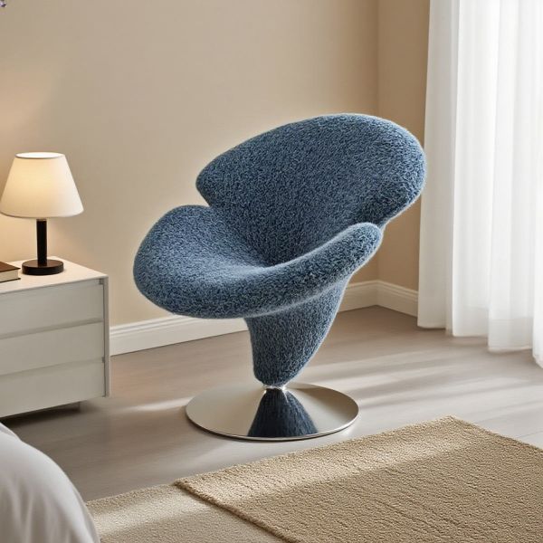 Designer Eco-Friendly Fabric Revolving Flower Shaped Swivel Accent Chair for Living Room Bedroom Apartment & School Use