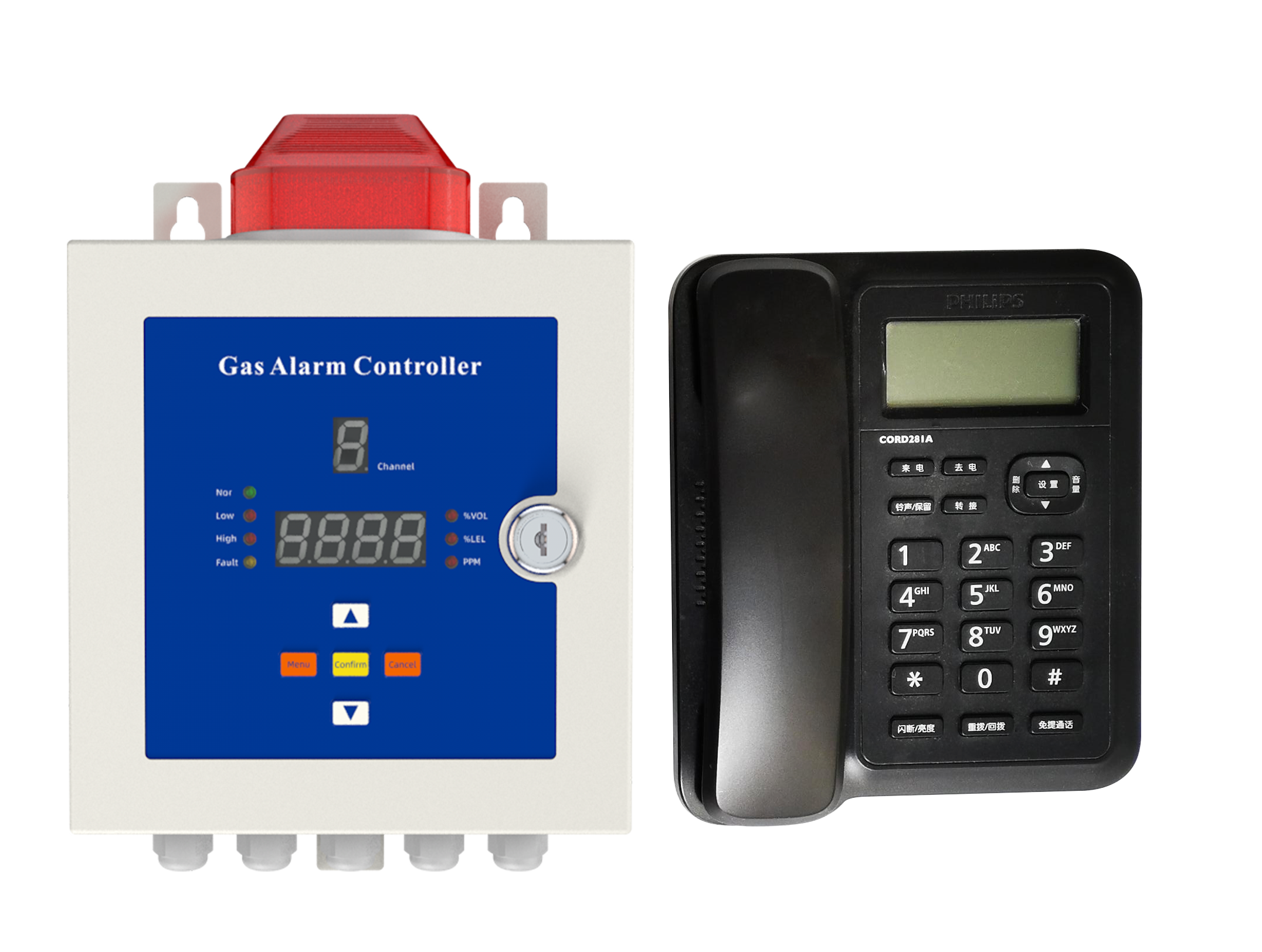 YT-1100H 1-4 Channel Wall-Mounted Gas Alarm Controller with 4-20mA Input and Sound/Light Alarm