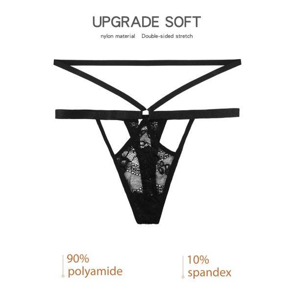 La tanga de la ropa interior de Valentine Womens Underwears Black Thong ata el regalo de tiras del arnés del cuerpo de la parte posterior de T