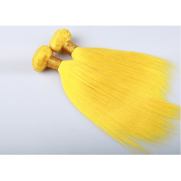 Yellow Single Drawn Virgin Human Hair Extensions No Tangle And No Shedding