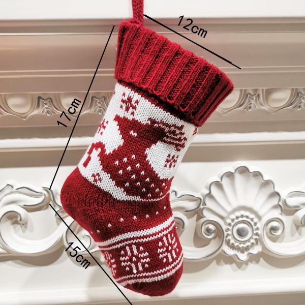 Hanging Christmas Knitted Stocking Decorations Stuffed Xmas Tree Hanging Toys