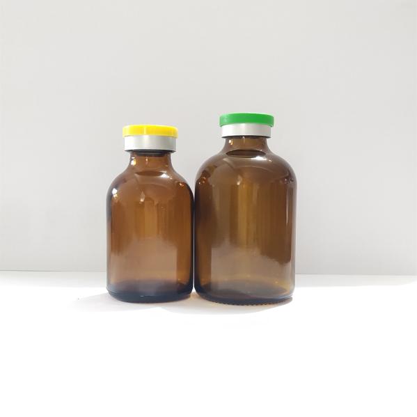 Industrial Medicine 100ml Glass Bottle With Rubber Stopper And Glass Caps Natural Color Transparent