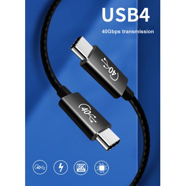 Кабеля USB 4 Thunderbolt 3 PD высокоскоростного полностью отличаемый быстро поручая